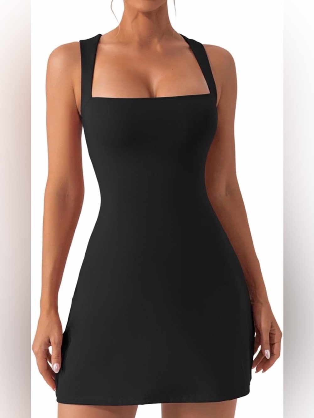 EUC Square Neck Black Bodycon Dress